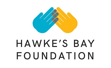 The logo for hawke 's bay foundation shows two hands holding each other.