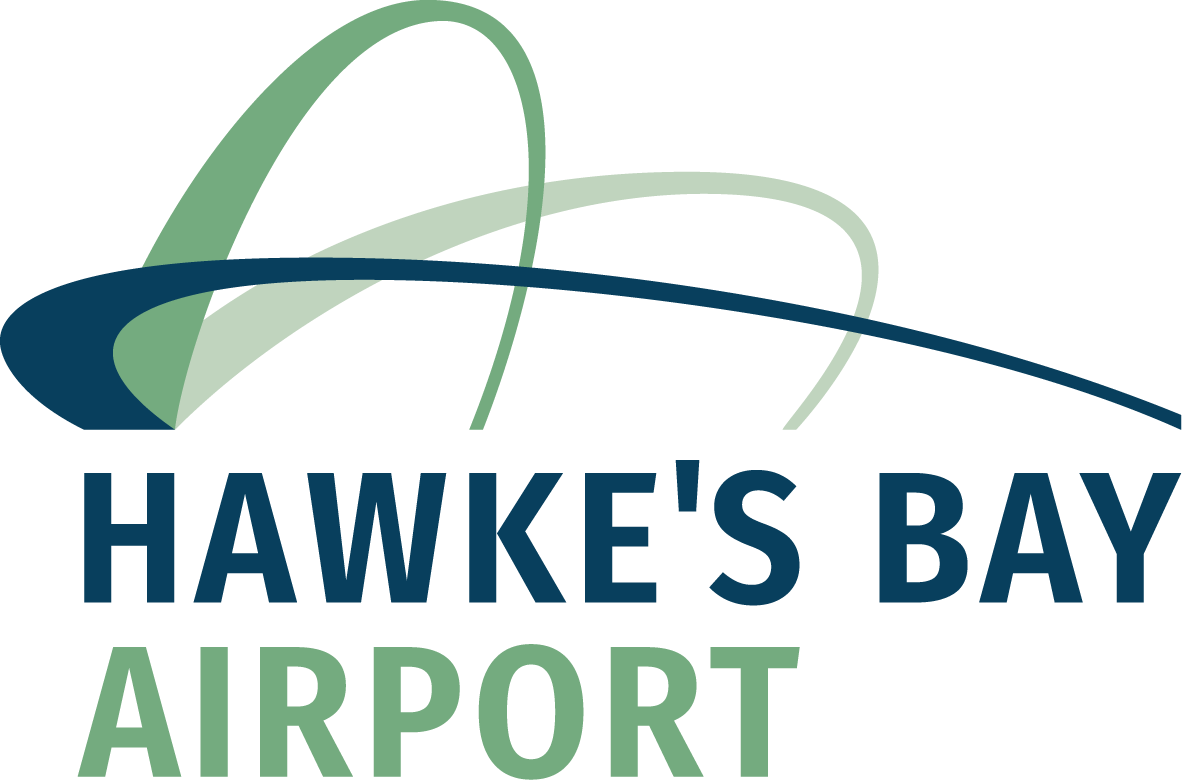 The logo for hawke 's bay airport is green and blue