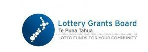 The logo for the lottery grants board is blue and white.