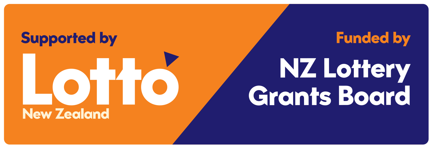 The logo for the lottery grants board is a blue circle with a map of new zealand on it.