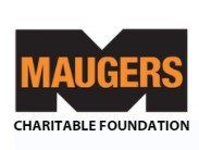 The logo for the maugers charitable foundation is black and orange.