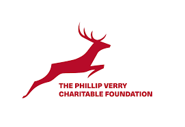 The phillip verry charitable foundation logo with a red deer