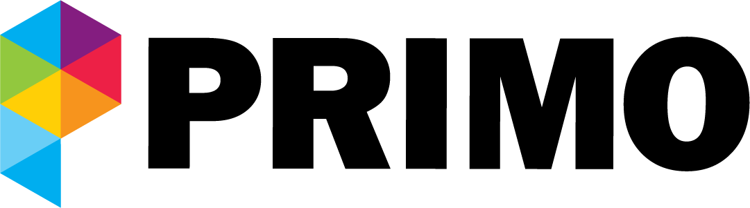 The word primo is on a white background with a colorful arrow.