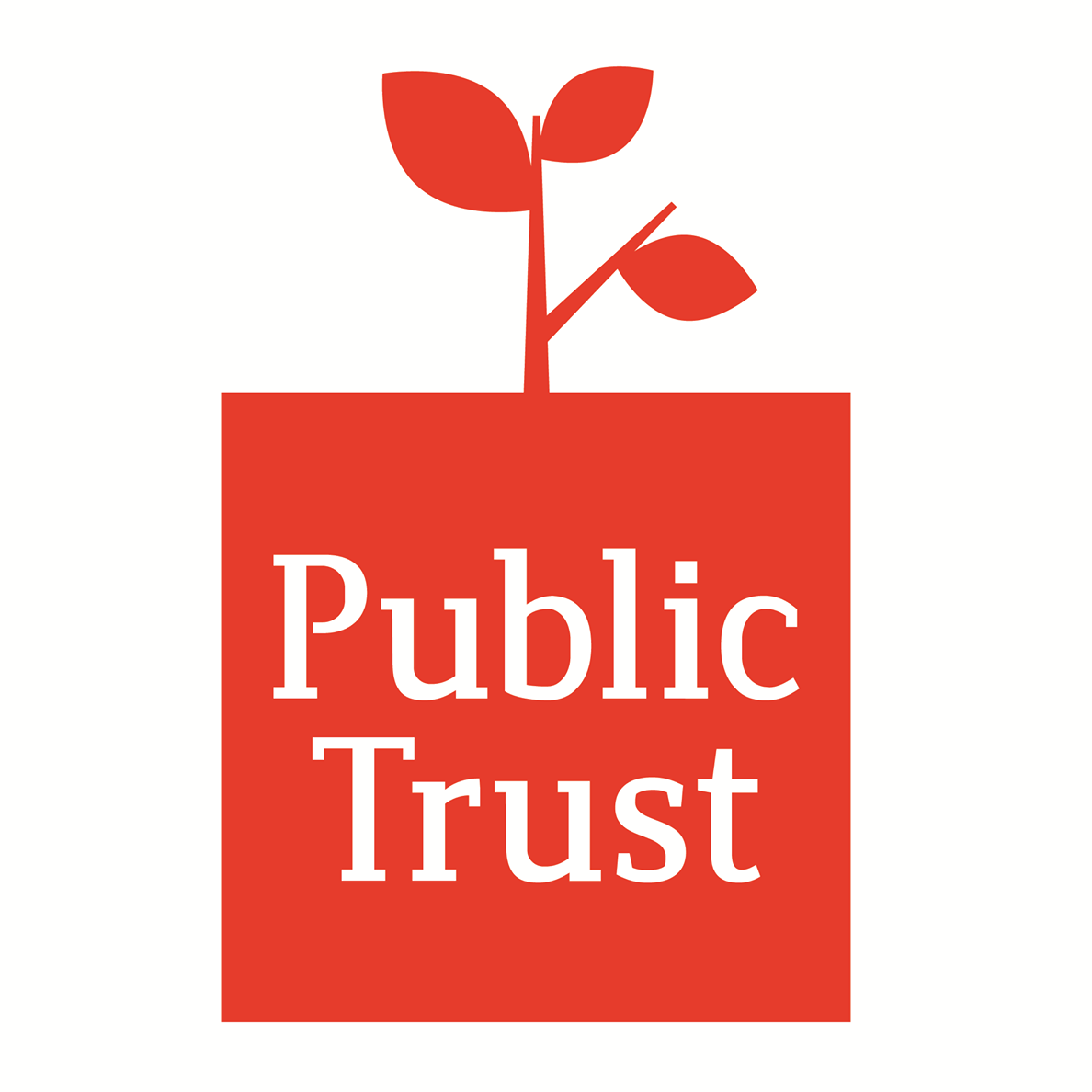 The public trust logo has a plant growing out of it