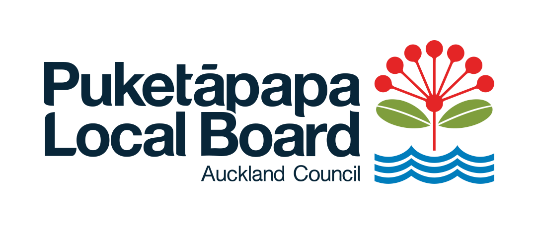 The logo for the puketapupa local board auckland council