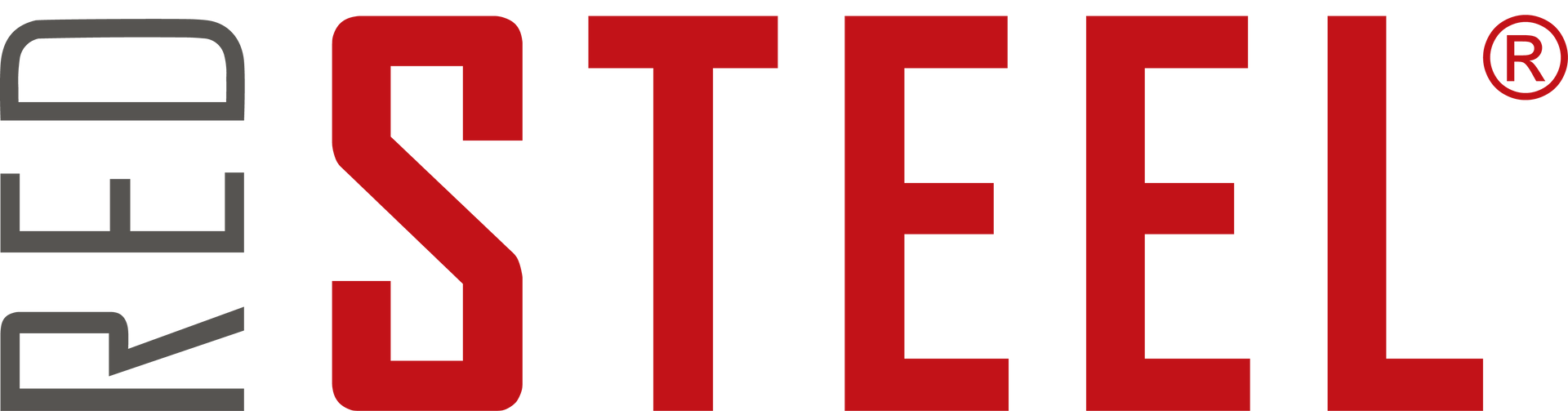 A red steel logo on a white background