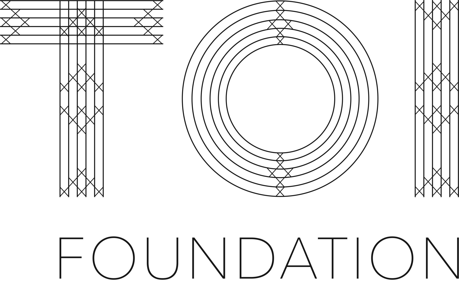 A black and white logo for the toi foundation.