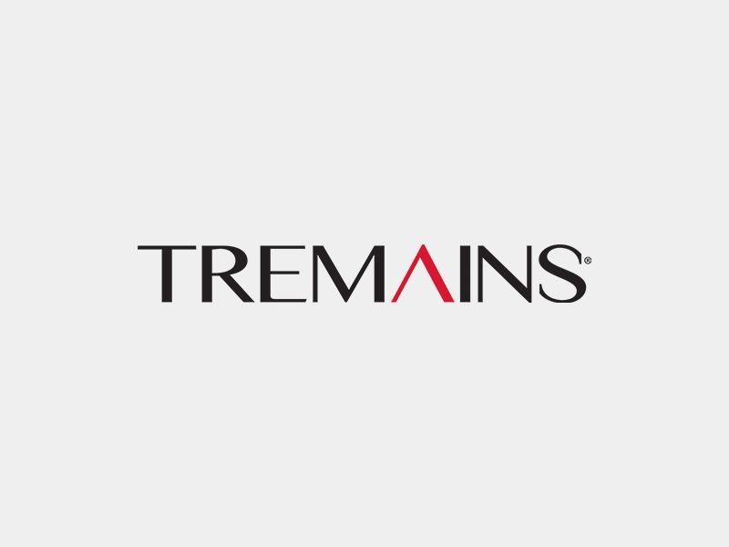 The logo for tremains is on a white background.