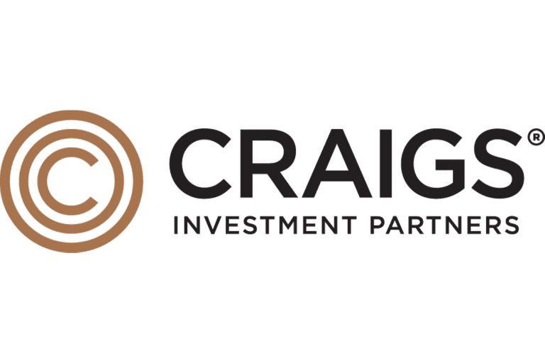The logo for craigs investment partners is black and brown.