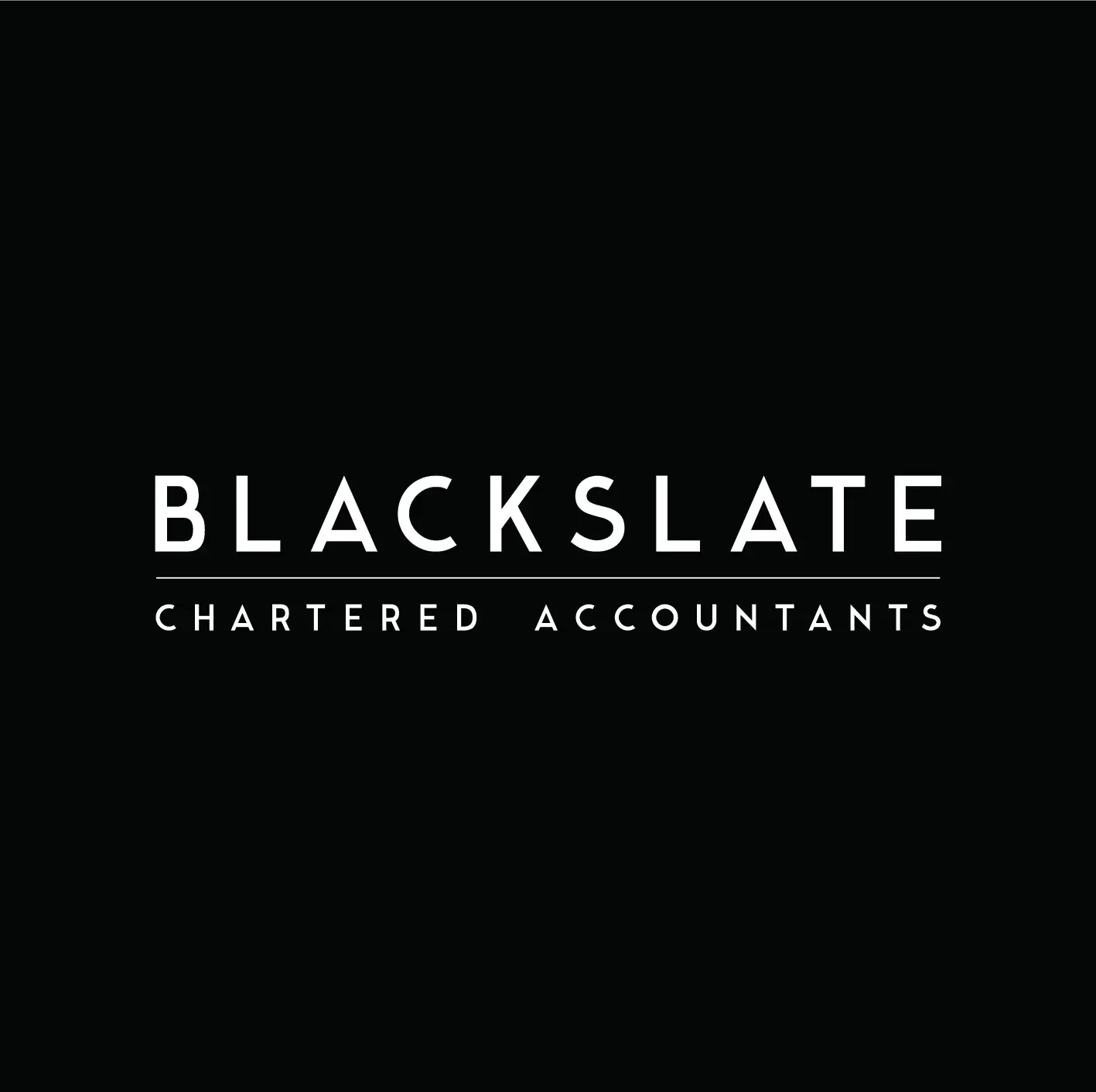 The black slate chartered accountants logo is on a black background.