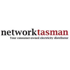 The logo for network tasman is a consumer-owned electricity distributor.