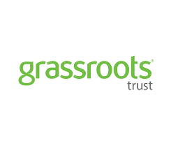 The grassroots trust logo is green and white on a white background.