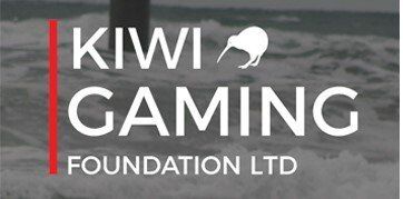The logo for kiwi gaming foundation ltd shows a kiwi on the beach.