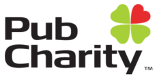 A logo for pub charity with a four leaf clover