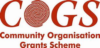 The logo for the community organization grants scheme has a spiral design on it.