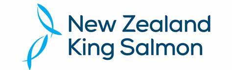 The logo for new zealand king salmon is blue and white.