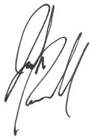 Signature of an individual, black ink on white background, stylized initials.