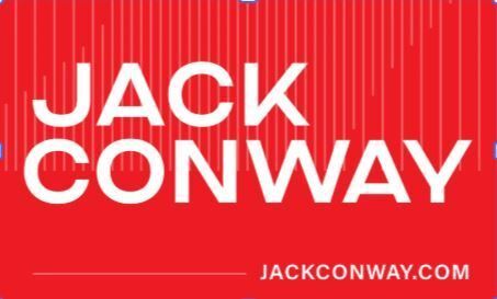 Red background with white text reading &ldquo;JACK CONWAY&rdquo; and &ldquo;JACKCONWAY.COM&rdquo;