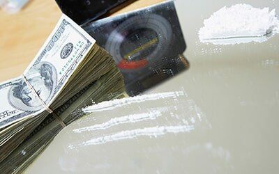 Rows of Cocaine and Bundle of Money — Drug Charges Attorney in Leawood, KS