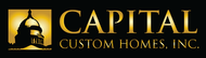 A logo for capital custom homes inc. with a picture of the capitol building