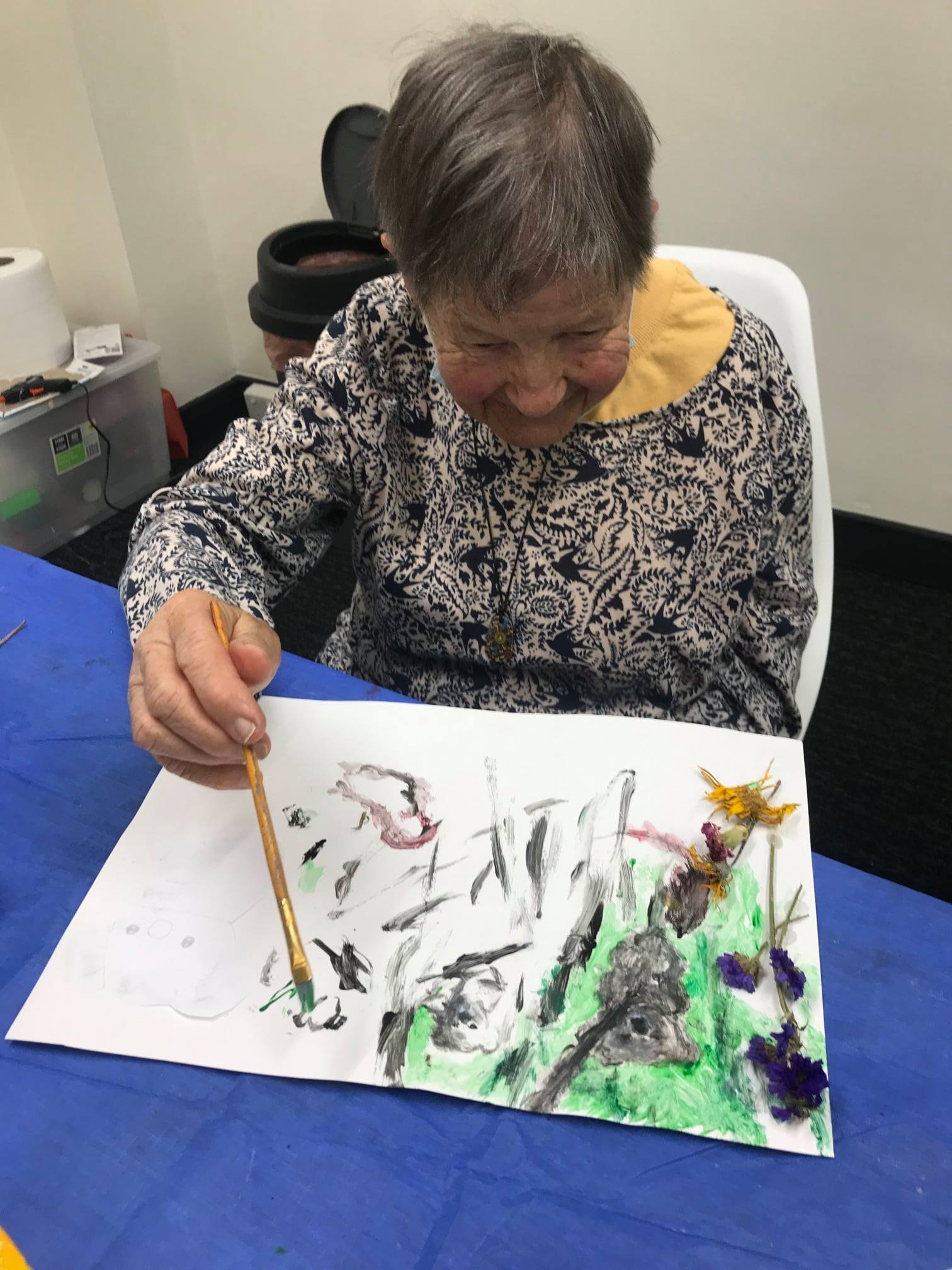An old lady doing her Art therapy in Brisbasne