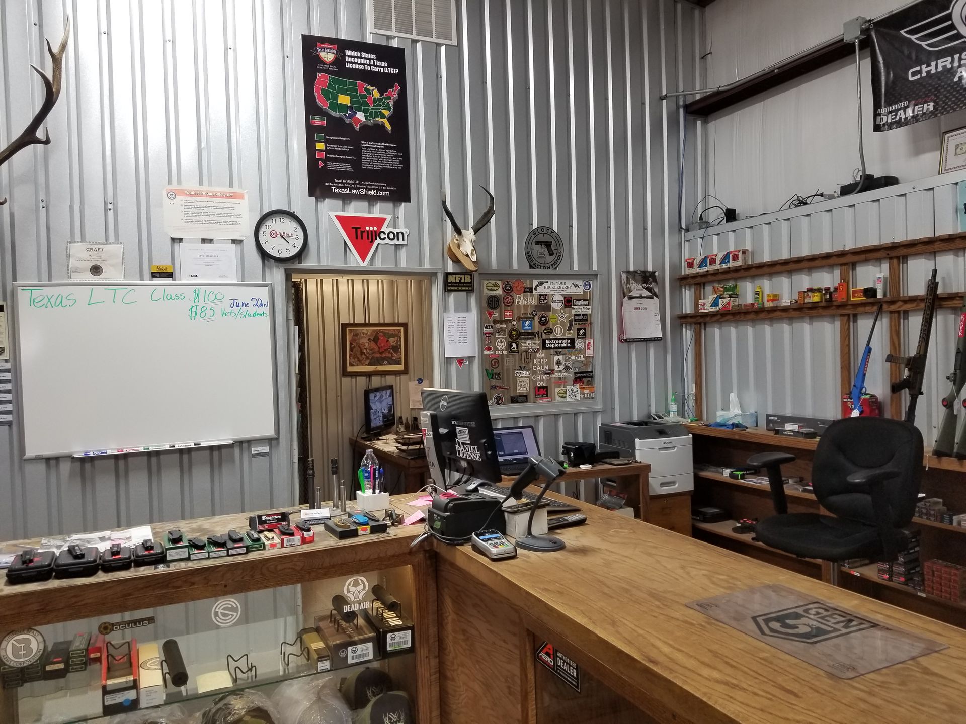 There is a whiteboard in the middle of the room.