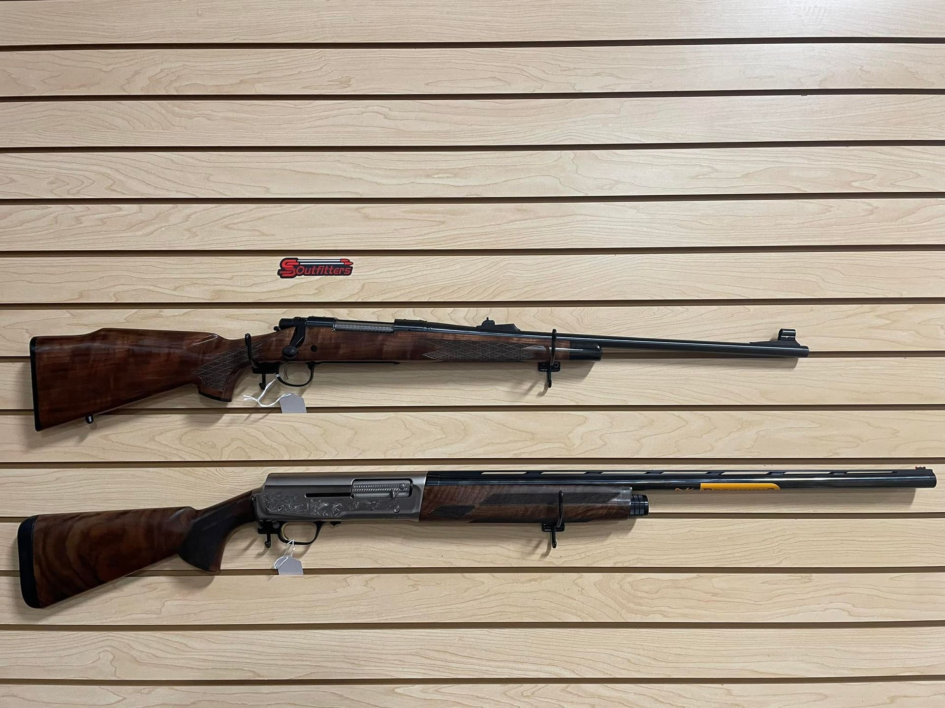 A store filled with lots of items and a yellow flag that says liberty