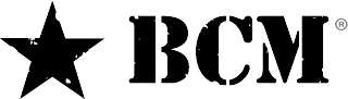 A black and white logo for bcm with a star in the middle.