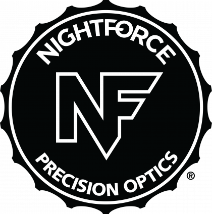 A black and white logo for nightforce precision optics.