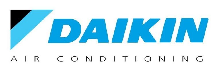 A blue and white logo for daikin air conditioning