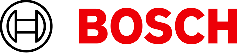 A close up of a bosch logo on a white background