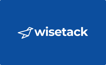 Blue background with the Wisetack logo: a white origami bird and text.