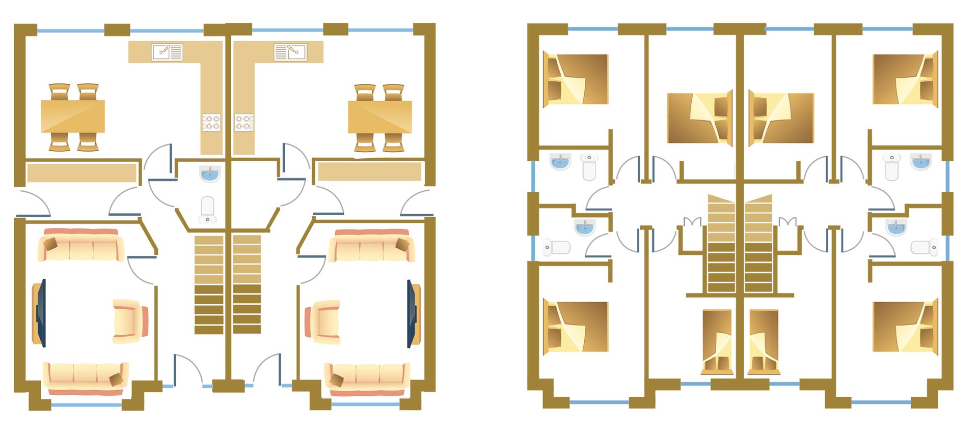 A floor plan of a house with two different floor plans