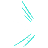 Turquoise diagonal lines arranged in two clusters, possibly representing motion or energy.