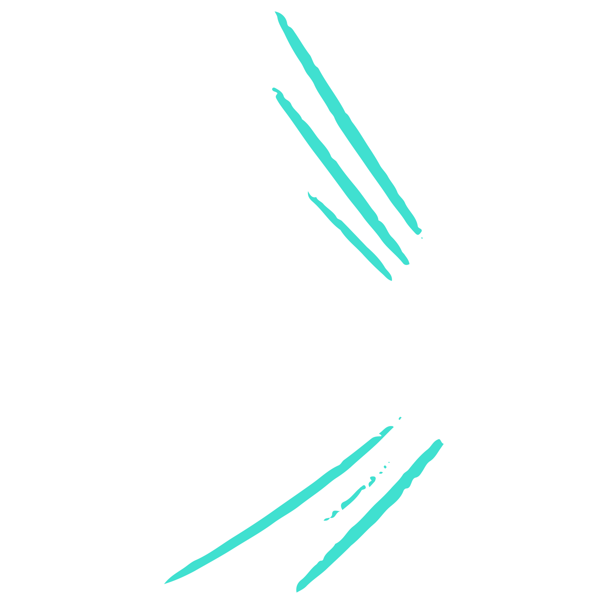 Turquoise diagonal brushstrokes.