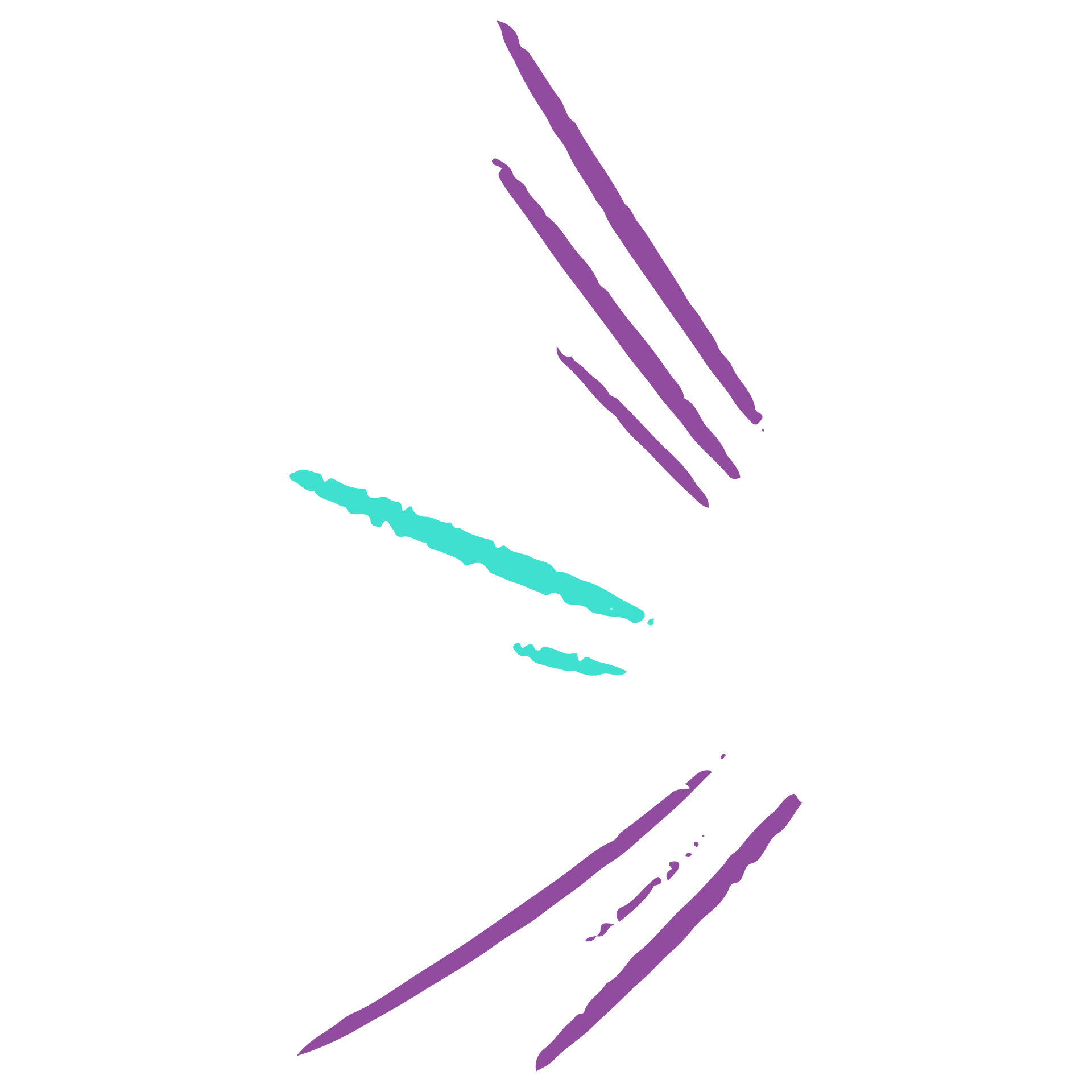 Abstract illustration with purple and teal brush strokes radiating from the bottom right corner.
