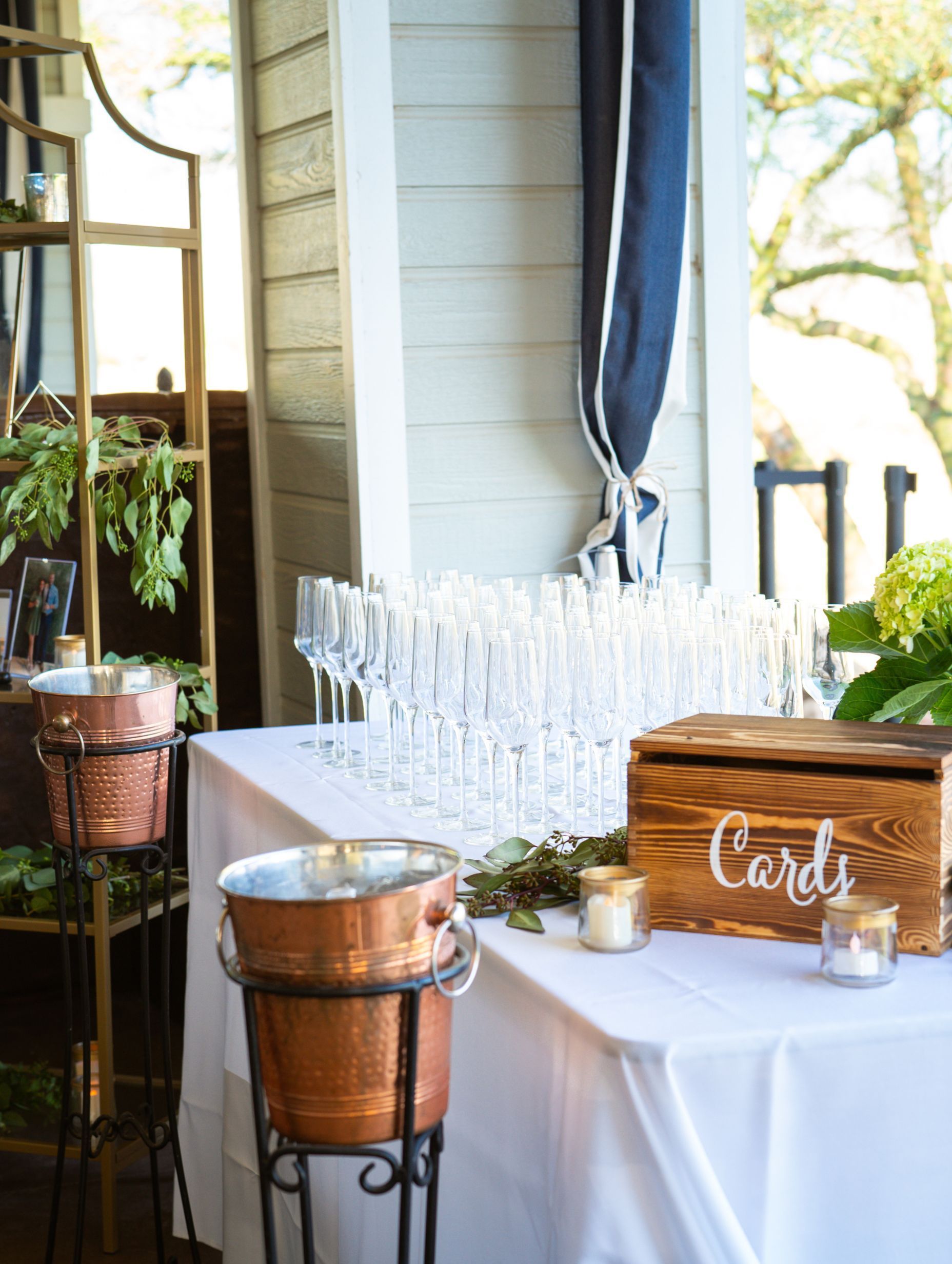 Champagne toast set up for wedding at Venue at the Cove