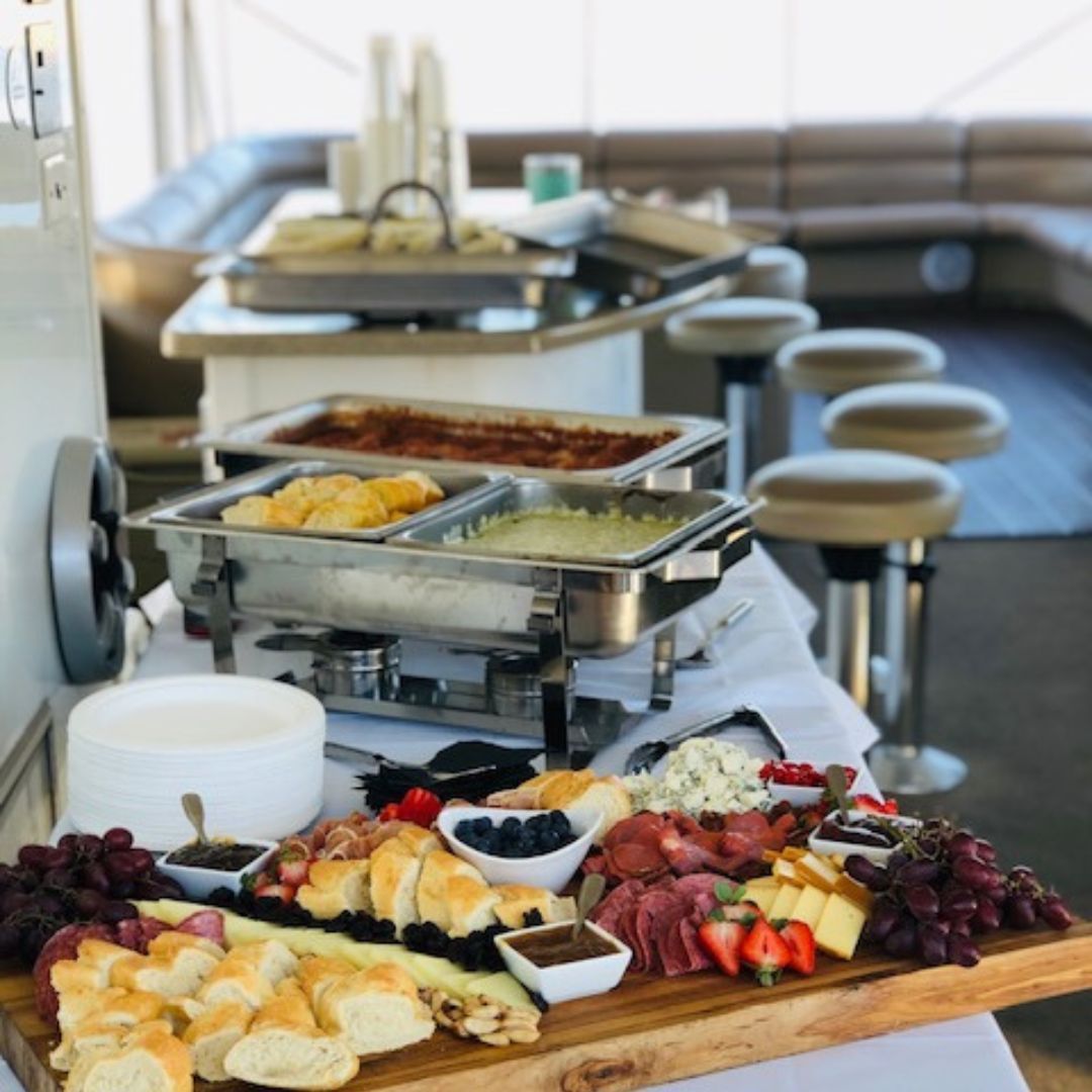 Catered food on the party boat part of the Cruise Event Package from Venue at the Cove