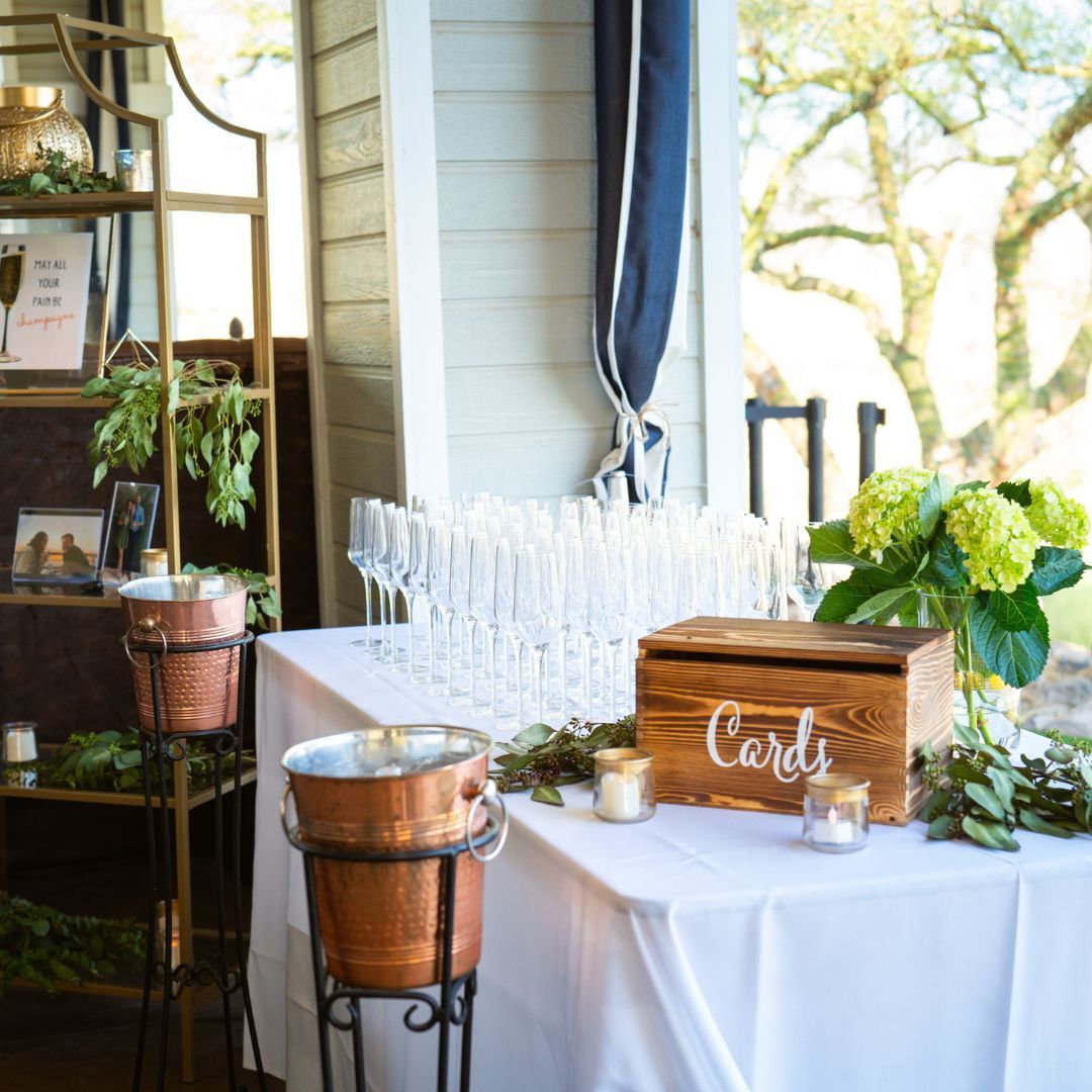 Champagne toast set up part of the Verde Wedding Package from Venue at the Cove