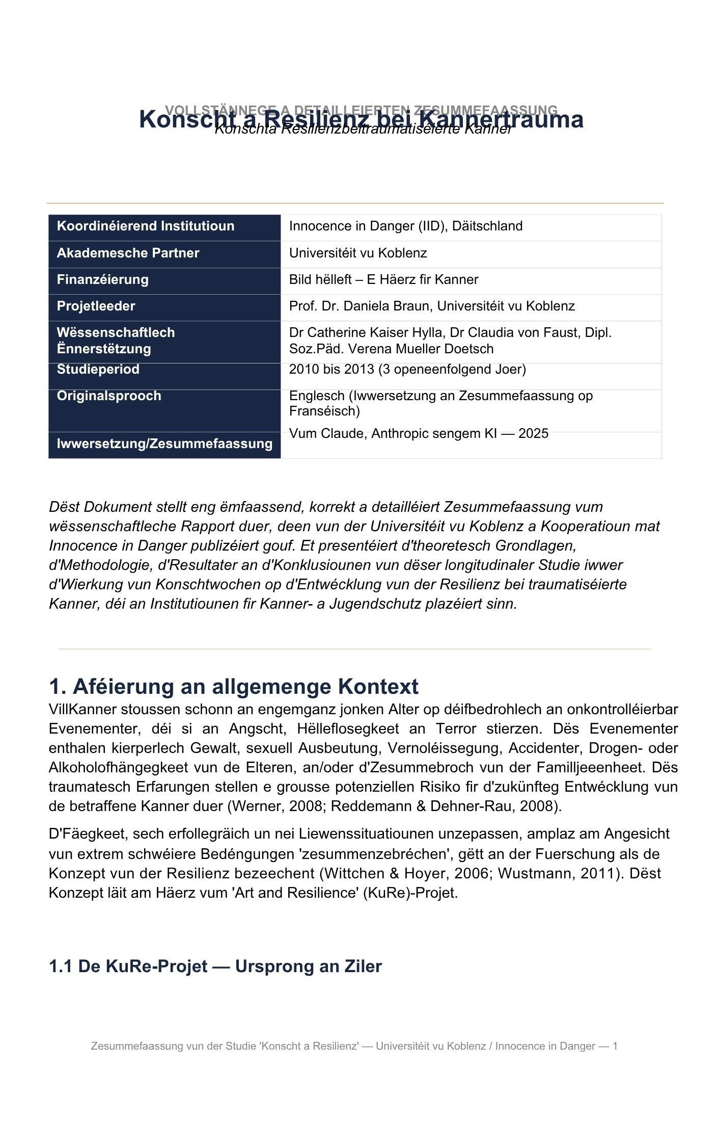 Résumé étude Koblenz (Luxembourgeois)