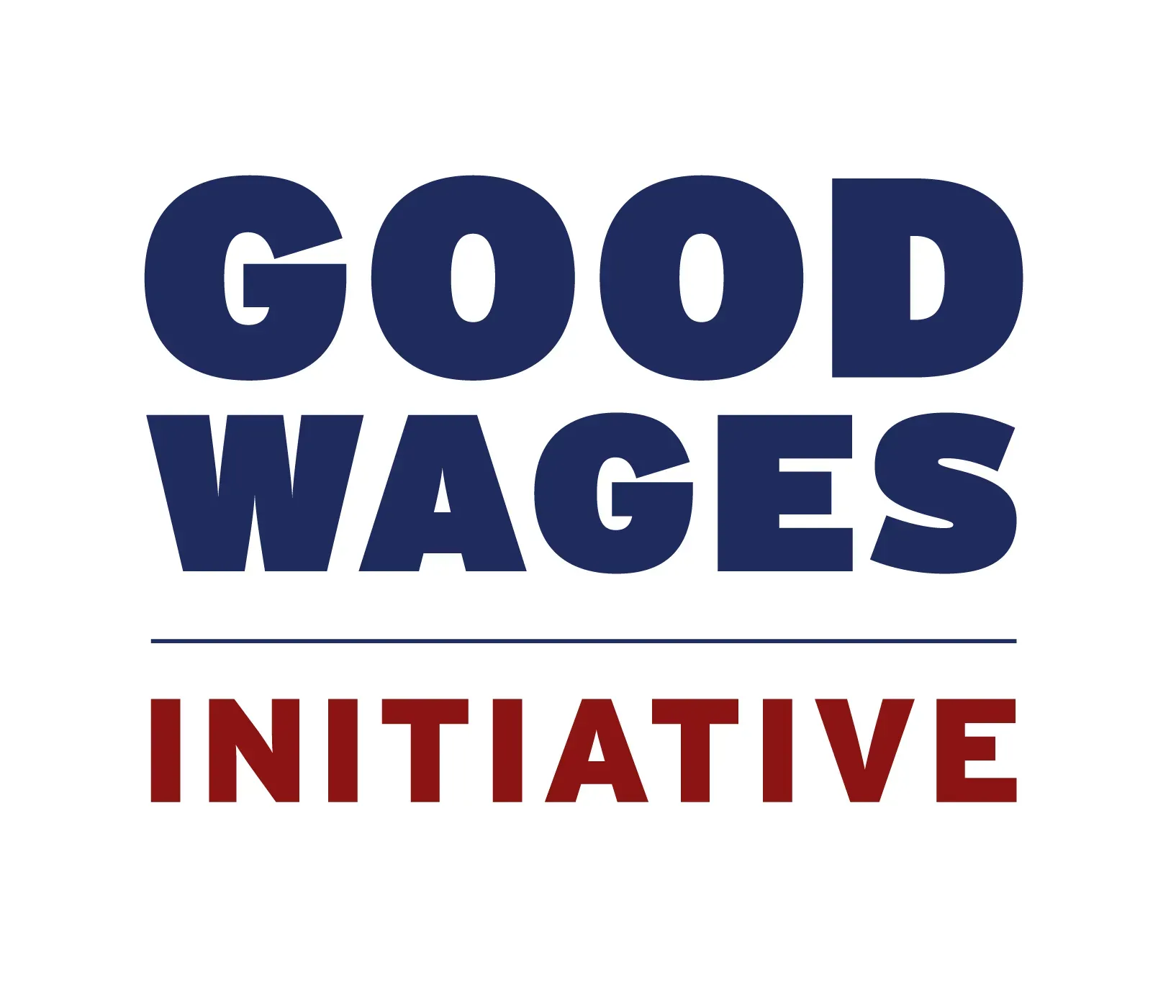 Logo for the Good Wages Initiative: navy text 