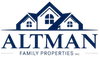 Dark blue Altman Family Properties logo with house silhouette.