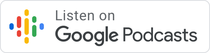 Listen on Google Podcasts logo. Text in black, enclosed in a white rounded square.