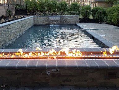 Pool with Fire Design System — Scotch Plains, NJ — B & G Outdoor Rooms