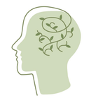 Silueta de una cabeza con una enredadera de hojas creciendo en su interior, que representa el crecimiento mental.