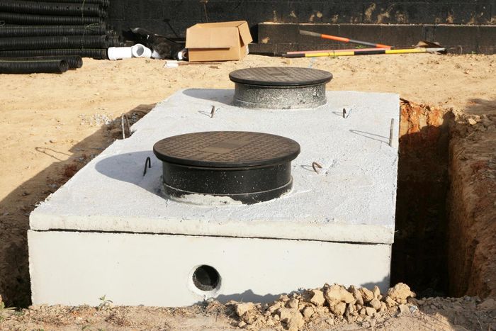 under installation concrete septic tank