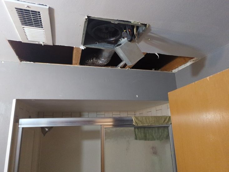 flood cut in bathroom of a home in columbia, mo home