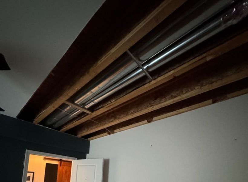 removed drywall from the bedroom ceiling