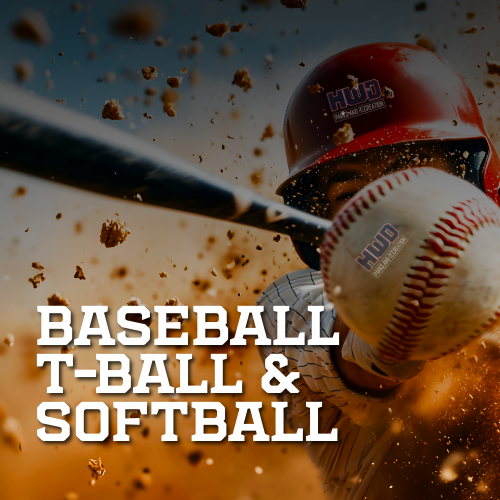 A baseball and t-ball logo on a white background