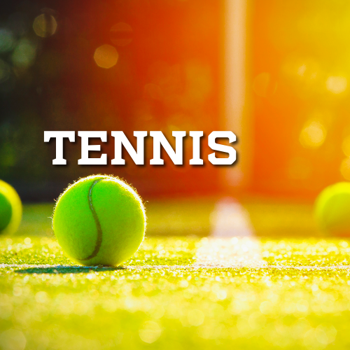 An icon of a tennis racket and ball with the word tennis below it.